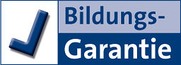 Logo mit Häkchen und dem Schriftzug Bildungsgarantie
